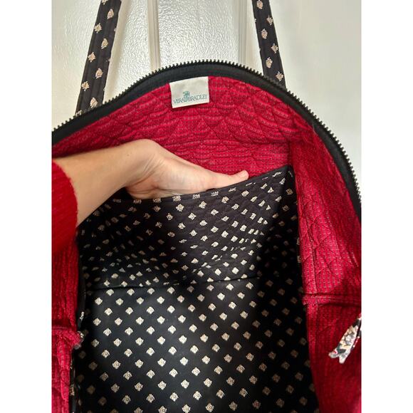 Vintage Vera Bradley Miller Shoulder Black Tote Bag | Overnight Luggage - Picture 7 of 8